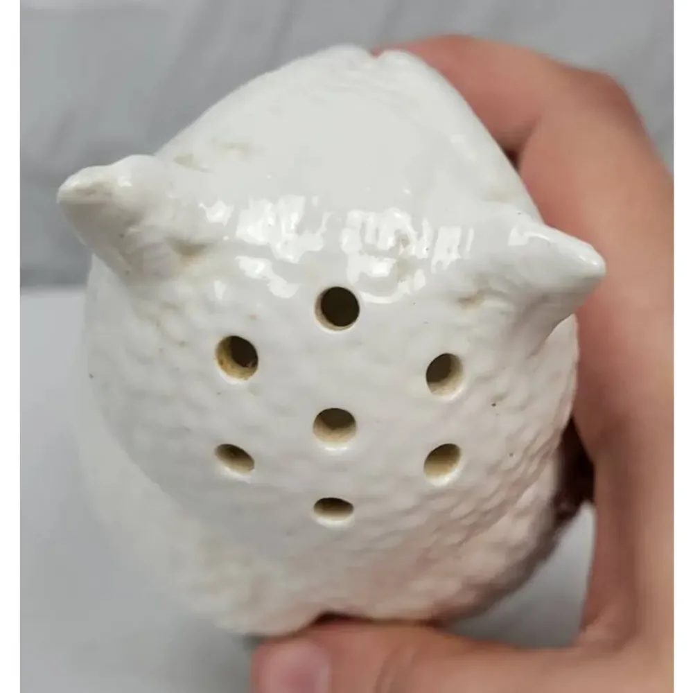 White Ceramic Pottery Owl Candle Holder From Phillipines